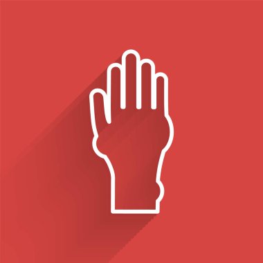 Sedef hastalığı ya da egzama ikonu olan beyaz çizgili El uzun gölgeli. Alerjene veya kronik vücut sorununa karşı insan derisi tepkisi kavramı. Vektör İllüstrasyonu