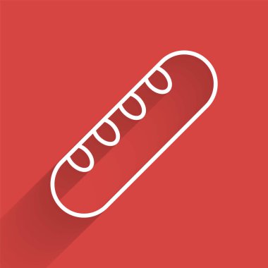 Uzun gölgeli beyaz çizgili Fransız ekmeği ikonu. Vektör İllüstrasyonu