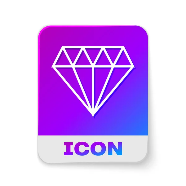 Línea Blanca Icono Diamante Aislado Sobre Fondo Blanco Símbolo Joyería — Vector de stock