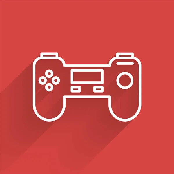 Ícone Gamepad Linha Branca Isolado Com Sombra Longa Controlador Jogo —  Vetores de Stock