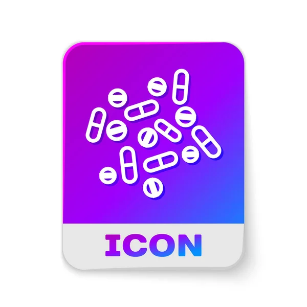 White Line Medicine Pill Tablet Icon Isolated White Background Capsule — Stock vektor