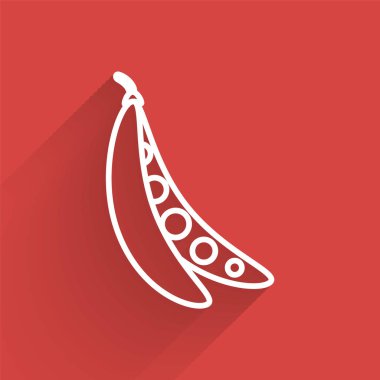 Beyaz çizgili böbrek fasulyesi ikonu uzun gölgeli. Vektör İllüstrasyonu