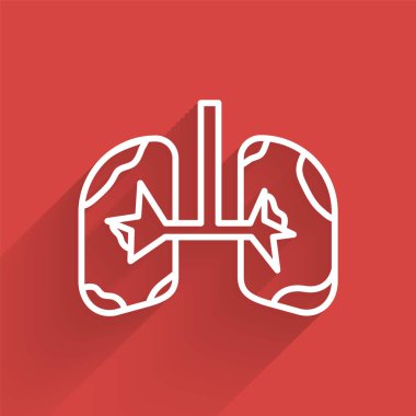 Beyaz çizgi akciğerleri uzun gölgeli izole edilmiş. Vektör İllüstrasyonu