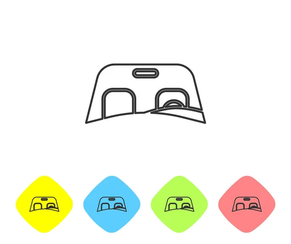 Linea grigia Icona parabrezza auto isolata su sfondo bianco. Imposta icone nei pulsanti rombo a colori. Illustrazione vettoriale — Vettoriale Stock