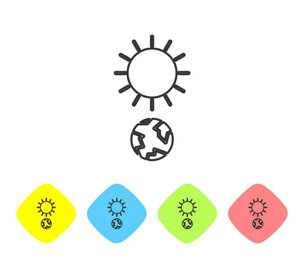 Сіра лінія Піктограма сонцестояння ізольована на білому тлі. Встановити піктограми за допомогою кнопок кольорового ромба. Векторна ілюстрація — стоковий вектор