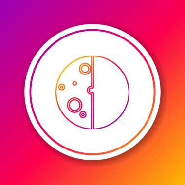 Güneş tutulması renk arkaplanında izole edilmiş renk çizgisi. Tam sonar tutulması. Çember beyaz düğme. Vektör İllüstrasyonu