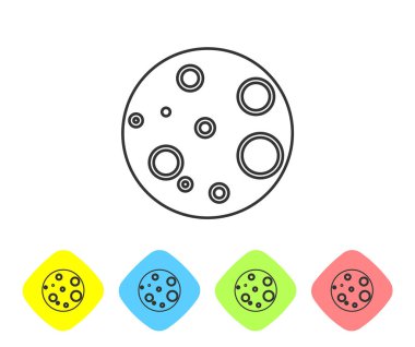 Gri çizgi Ay simgesi beyaz arkaplanda izole edildi. Renkli eşkenar dörtgen düğmelerine simgeleri yerleştir. Vektör İllüstrasyonu