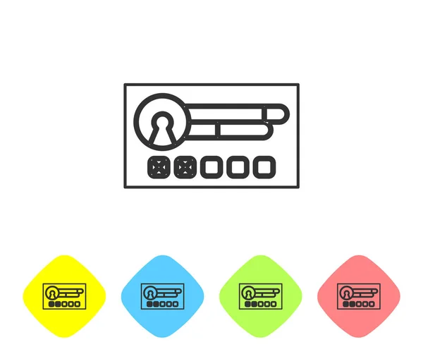 Linha cinza Crie o ícone da tela da conta isolada no fundo branco. Definir ícones em botões de losango de cor. Ilustração vetorial — Vetor de Stock