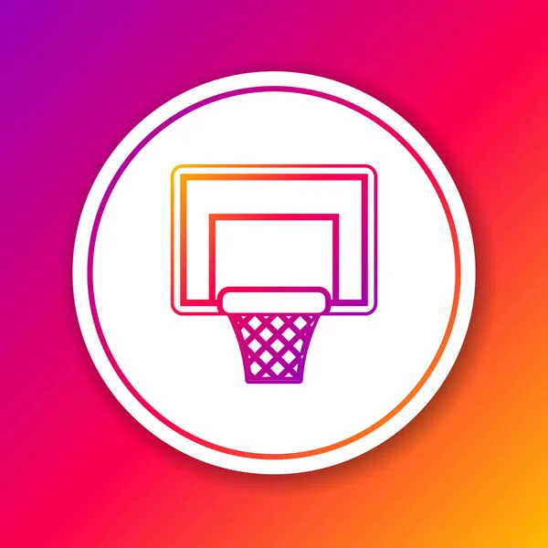 Farblinie Basketball Backboard Symbol isoliert auf farbigem Hintergrund. Kreis weißer Knopf. Vektorillustration — Stockvektor