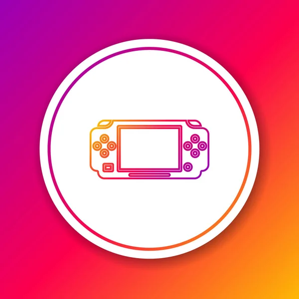 Color line Portable video game console icon isolated on color background. Gamepad sign. Gaming concept. Circle white button. Vector Illustration — Stock vektor