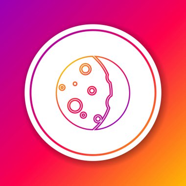 Güneş tutulması renk arkaplanında izole edilmiş renk çizgisi. Tam sonar tutulması. Çember beyaz düğme. Vektör İllüstrasyonu