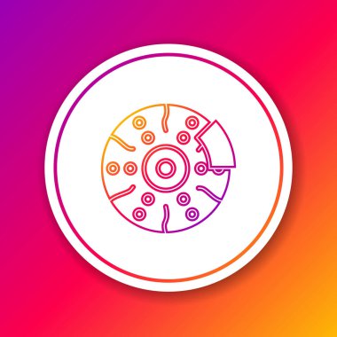Renk arkaplanında izole edilmiş kalibre simgesi olan renkli araba fren diski. Çember beyaz düğme. Vektör İllüstrasyonu