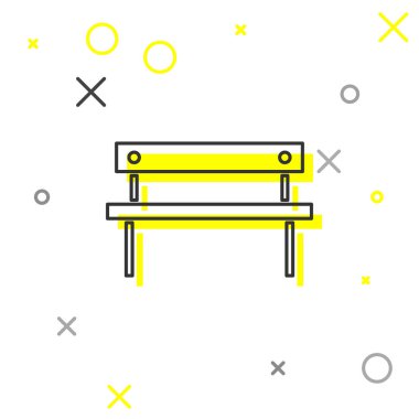 Gri çizgi Bench simgesi beyaz arkaplanda izole edilmiş. Vektör İllüstrasyonu