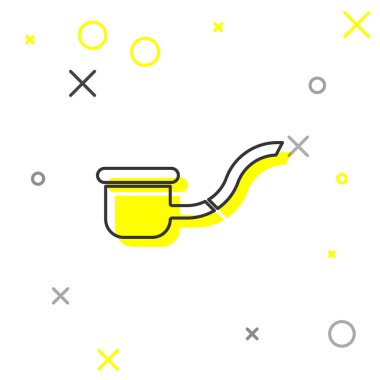 Beyaz arka planda izole edilmiş duman simgesi olan gri çizgi sigara piposu. Tütün piposu. Vektör İllüstrasyonu