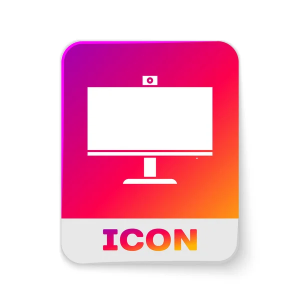 Vit dator bildskärm ikon isolerad på vit bakgrund. Komponentskylt. Rektangulär färgknapp. Vektor Illustration — Stock vektor