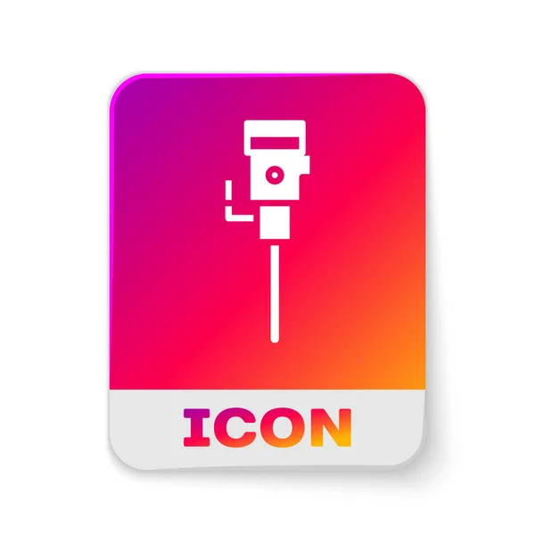White Construction jackhammer icon isolated on white background. Rectangle color button. Vector Illustration — 스톡 벡터