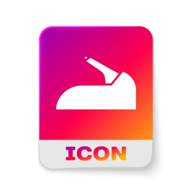 Beyaz araba el freni simgesi beyaz arkaplanda izole edildi. Park freni kolu. Dikdörtgen renk düğmesi. Vektör İllüstrasyonu