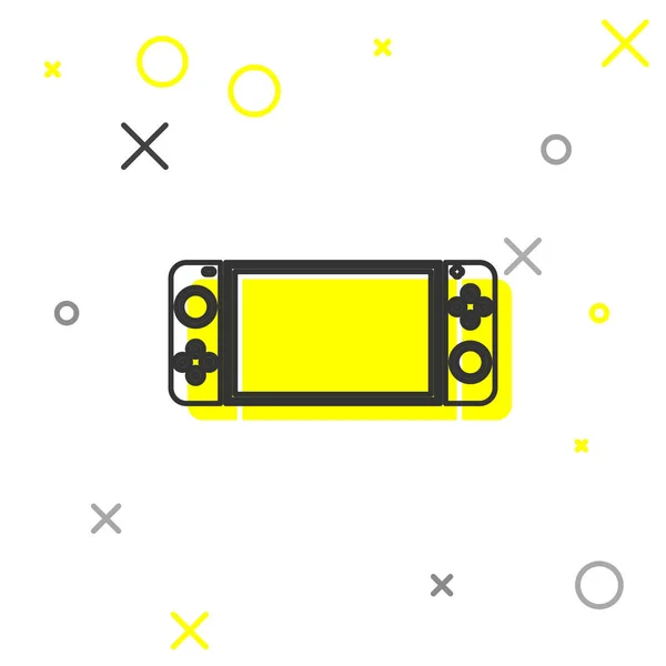 Ikon konsol permainan video Grey Line Portable diisolasi dengan latar belakang putih. Tanda Gamepad. Konsep permainan. Ilustrasi Vektor - Stok Vektor