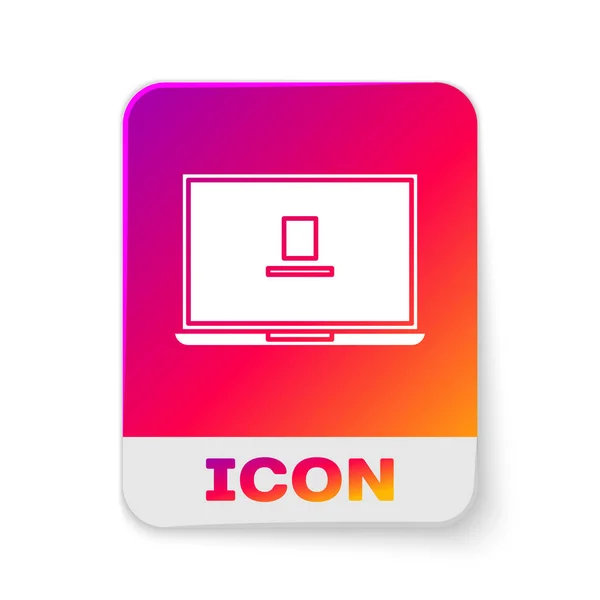 Weißes Laptop-Symbol isoliert auf weißem Hintergrund. Computer-Notizbuch mit leerem Bildschirm. Rechteck-Farbtaste. Vektorillustration — Stockvektor