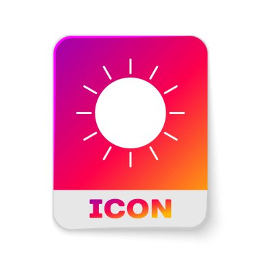 Beyaz Güneş simgesi beyaz arka plan üzerinde izole. Dikdörtgen renk düğmesi. Vektör İllüstrasyonu