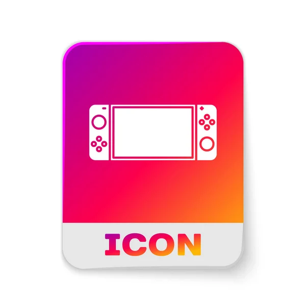 White Portable video game console icon isolated on white background. Gamepad sign. Gaming concept. Rectangle color button. Vector Illustration — Stock Vector
