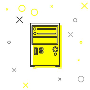 Gri çizgi Bilgisayar simgesi beyaz arkaplanda izole edildi. Bilgisayar bileşeni işareti. Vektör İllüstrasyonu