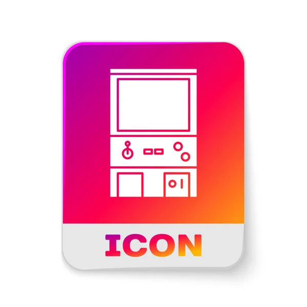 White Retro arcade game machine icon isolated on white background. Rectangle color button. Vector Illustration — 스톡 벡터