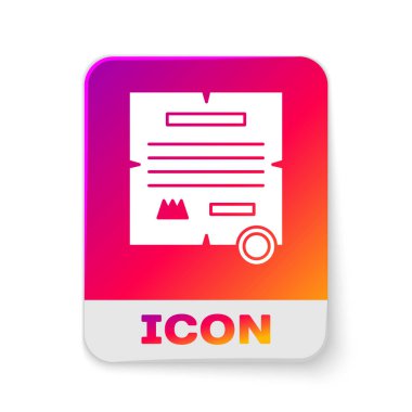 Beyaz KHK, kağıt, parşömen, parşömen simgesi beyaz arkaplanda izole edilmiş. Dikdörtgen renk düğmesi. Vektör İllüstrasyonu