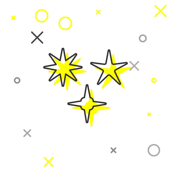 Graue Linie Sternzeichen isoliert auf weißem Hintergrund. Meteoroid, Meteorit, Komet, Asteroid, Sternsymbol. Vektorillustration — Stockvektor