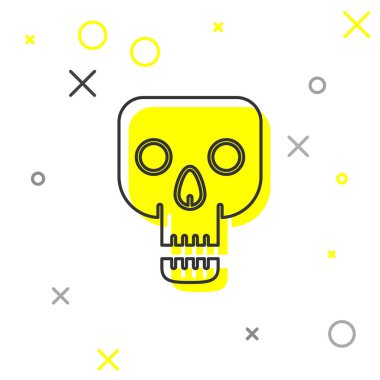 Beyaz arka planda gri çizgi Skull simgesi izole edildi. Mutlu Cadılar Bayramı Partisi. Vektör İllüstrasyonu