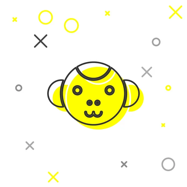 Graue Linie Affen Tierkreiszeichen Symbol isoliert auf weißem Hintergrund. astrologische Horoskopsammlung. Vektorillustration — Stockvektor