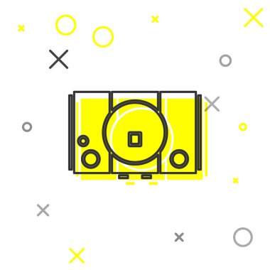 Gri çizgi video oyun konsolu simgesi beyaz arkaplanda izole edildi. Vektör İllüstrasyonu