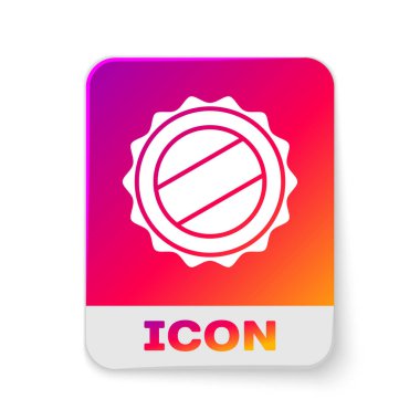 Beyaz arka planda beyaz şişe kapağı simgesi izole edildi. Dikdörtgen renk düğmesi. Vektör İllüstrasyonu