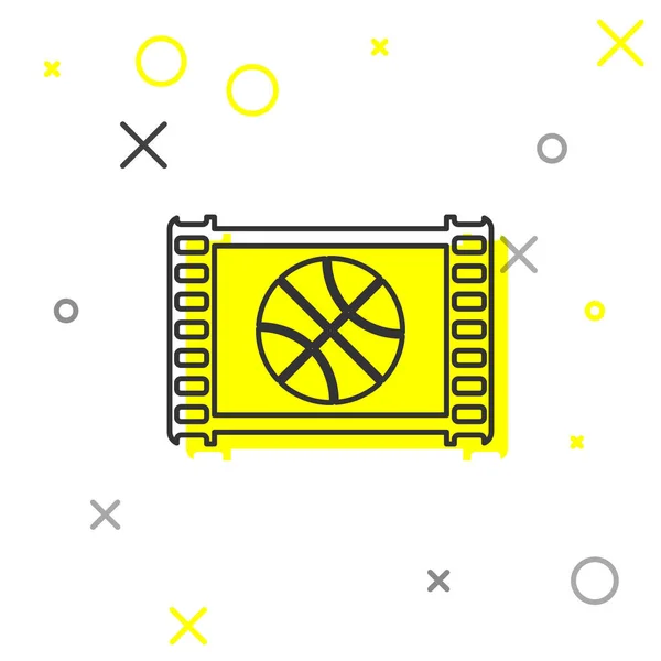 Icône vidéo de jeu de basket-ball ligne grise isolée sur fond blanc. Illustration vectorielle — Image vectorielle