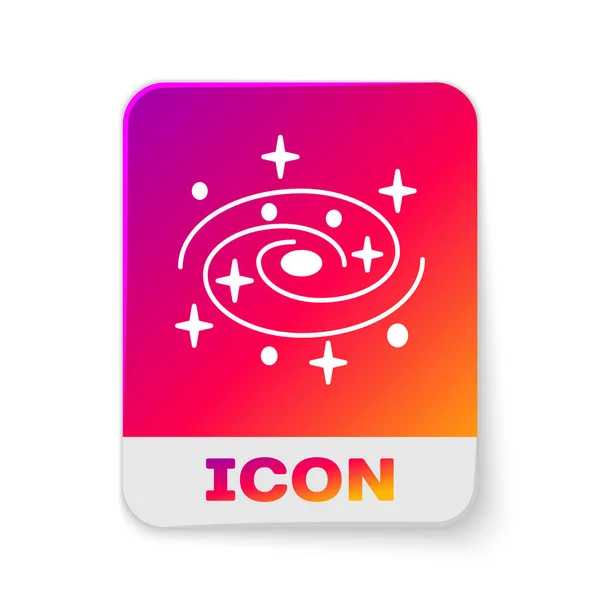White Milky way spiral galaxy with stars icon isolated on white background. Rectangle color button. Vector Illustration — 스톡 벡터