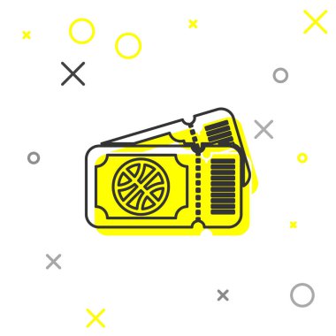 Gri çizgi basketbol bileti ikonu beyaz arka planda izole edildi. Vektör İllüstrasyonu