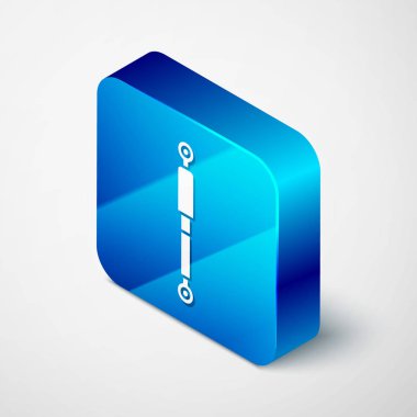 Isometric Shock emici simgesi beyaz arkaplanda izole edildi. Mavi kare düğme. Vektör İllüstrasyonu