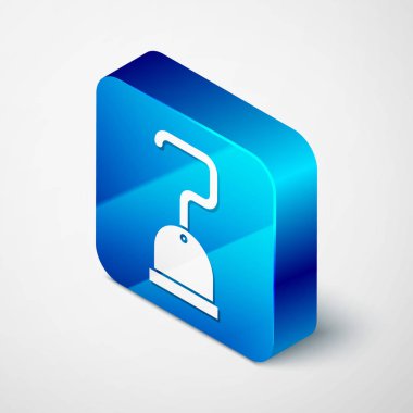 Beyaz arkaplanda Isome Korsan kancası simgesi izole edildi. Mavi kare düğme. Vektör İllüstrasyonu