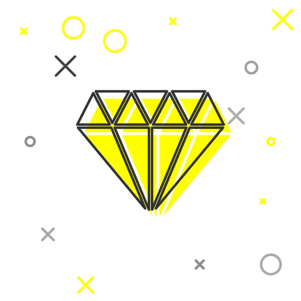 Línea gris Icono de diamante aislado sobre fondo blanco. Símbolo joyería. Piedra de gema. Ilustración vectorial — Vector de stock