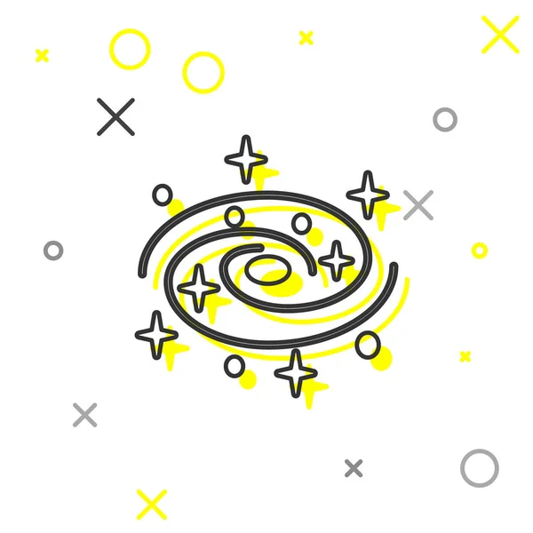 Ligne grise Voie lactée galaxie spirale avec des étoiles icône isolée sur fond blanc. Illustration vectorielle — Image vectorielle