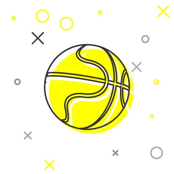 Grey line Basketball ball icon isolated on white background. Sport symbol. Vector Illustration