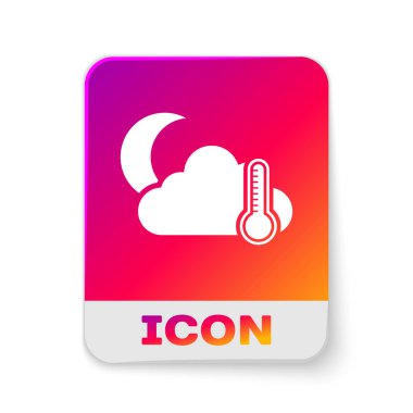 Beyaz arkaplanda ay simgesi olan beyaz termometre ve bulut. Dikdörtgen renk düğmesi. Vektör İllüstrasyonu