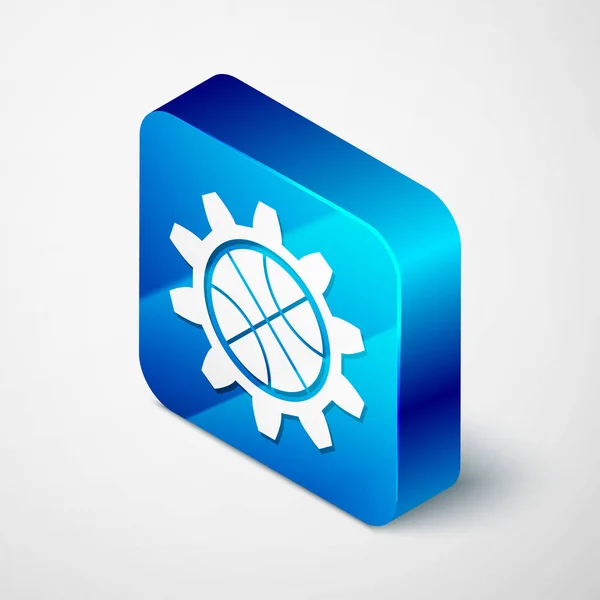 Isometric Planning strategy concept icon isolated on white background. Basketball cup formation and tactic. Blue square button. Vector Illustration — 스톡 벡터