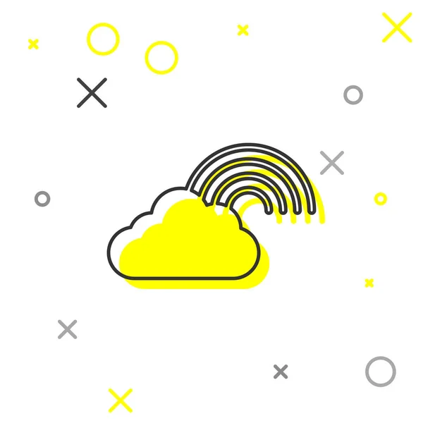 Grå linje Regnbåge med moln ikon isolerad på vit bakgrund. Vektor Illustration — Stock vektor
