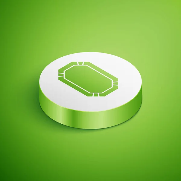 Isometric Poker table icon isolated on green background. White circle button. Vector Illustration — 스톡 벡터