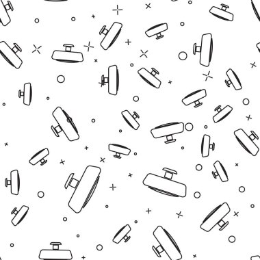 Siyah çizgi araba ayna ikonu beyaz arka planda izole edilmiş pürüzsüz desen. Vektör İllüstrasyonu