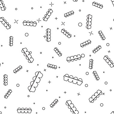 Kutu simgesindeki siyah çizgi tavuk yumurtası beyaz arka planda izole edilmiş pürüzsüz desen. Vektör İllüstrasyonu