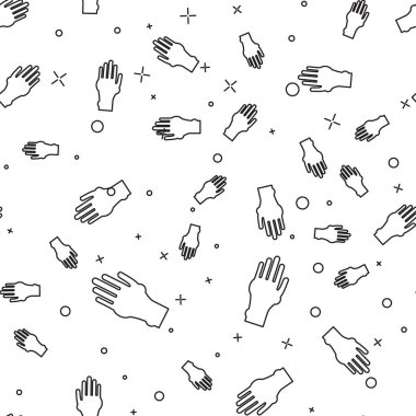 Sedef hastalığı ya da egzama ikonu olan siyah çizgili El beyaz arka planda izole edilmiş pürüzsüz desen. Alerjene veya kronik vücut sorununa karşı insan derisi tepkisi kavramı. Vektör İllüstrasyonu