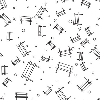 Siyah çizgi benç simgesi beyaz arkaplanda izole edilmiş kusursuz desen. Vektör İllüstrasyonu