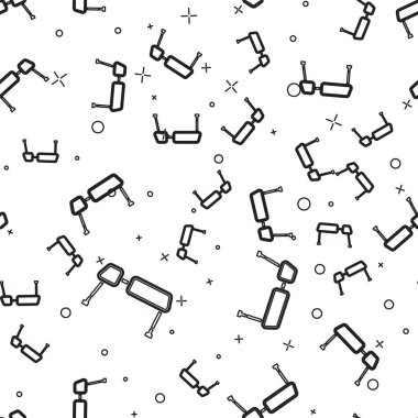 Siyah çizgi kamyon yan ayna ikonu beyaz arkaplanda izole edilmiş kusursuz desen. Vektör İllüstrasyonu